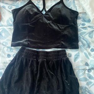 Velvet shorts and top set